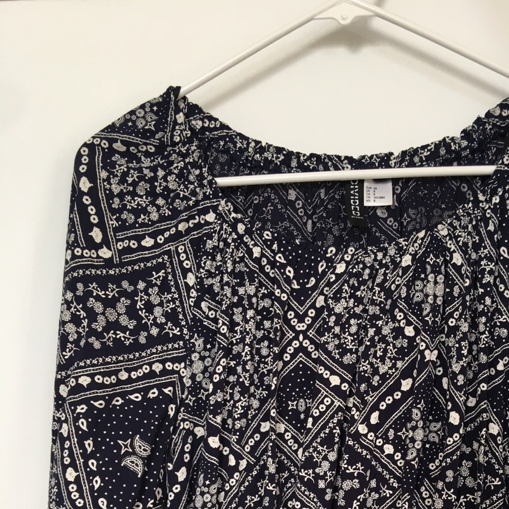 Navy Blue Paisley H&M Divided Blouse